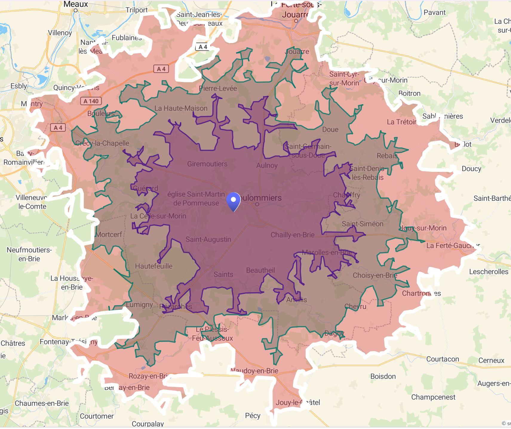 Carte des zones d'intervention